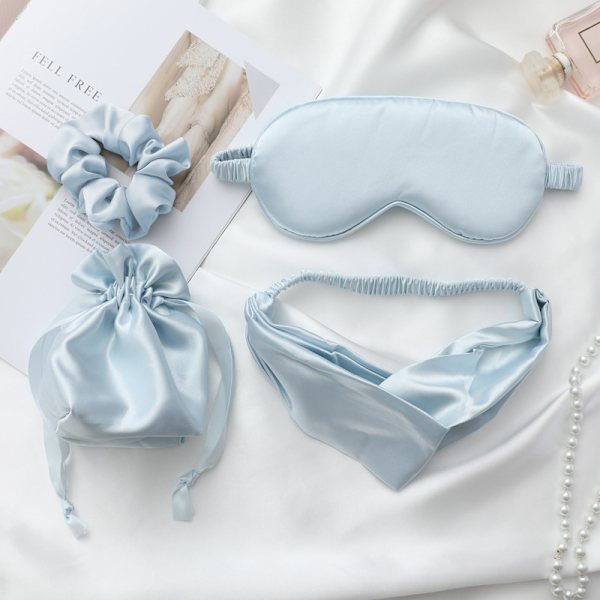 Silk-Like Sleep Eye Eye Mask 4-osainen setti äärimmäiseen mukavuuteen Sininen