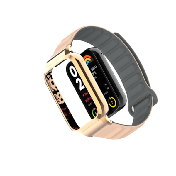 Metalliranneke Xiaomi Mi Band 8 Prolle, silikoniranneke magneettisuljuksella Harmaa