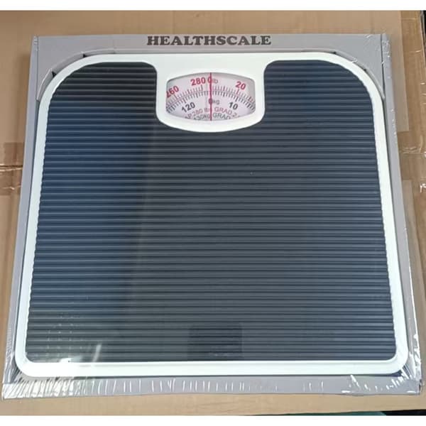 Mechanical Bathroom Scale with Dual Scale Analog Dial and Non-Slip Leather Surface 130kg Capacity Black Black