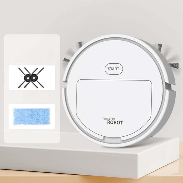 Mini Smart Robotdammsugare - 3-i-1 Sopning, Dammsugning & Moppning White White
