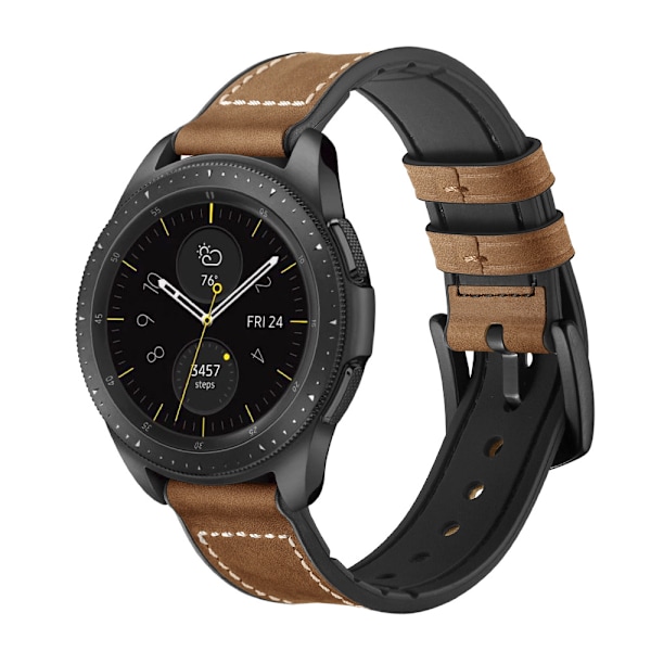Silikone- og læderrem til Galaxy Watch 3/5 Brun 22 mm