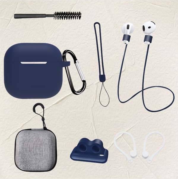 Mårkeblåt 8-delt s®t til AirPods 4. generation