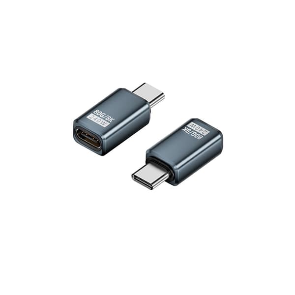 240W 80Gbps USB-C Naaras-Uros -sovitin - Suora Liitin (2 kpl) Grey Grey