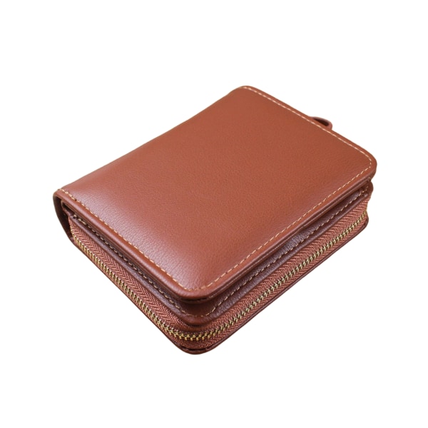 Kort Bifold Card Bag Plånbok Multifunktionell Plånbok med dragke Brun