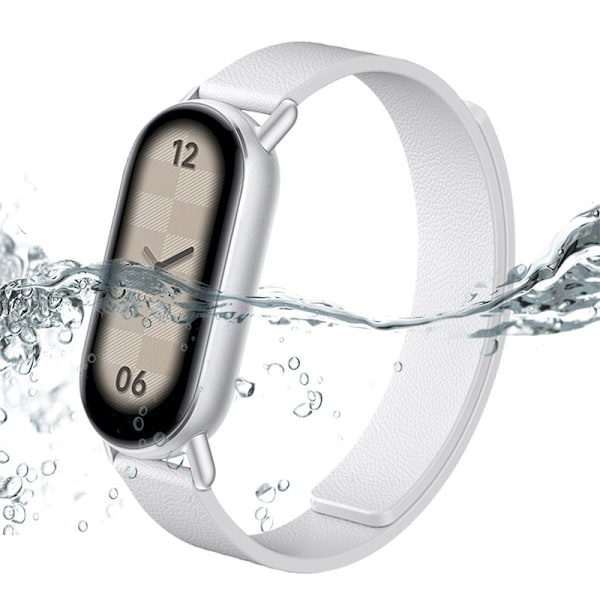 Læderrem til Xiaomi Band 8/9 - Magnetisk Hvid