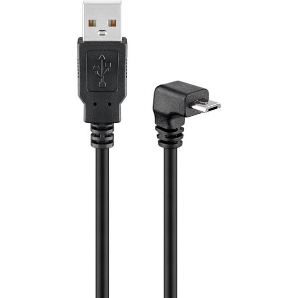 USB 2.0 höghastighetskabel, 90°, svart