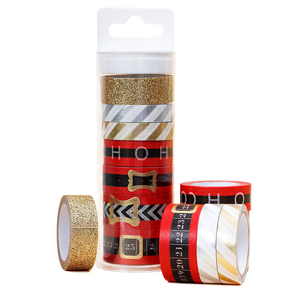 Marinblå Washi-tejpset med folie Vit