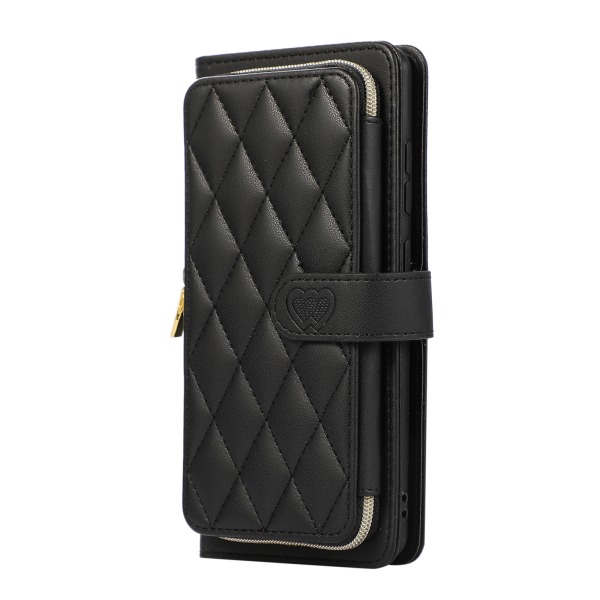 Zipper Flip Phone Case Pung-etui med kreditkortpladser til Samsung Samsung S21 Plus Sort