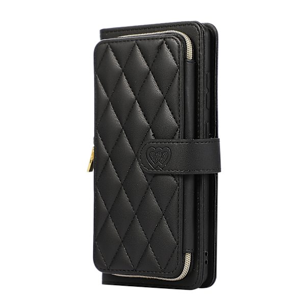 Zipper Flip Telefonfodral Plånboksfodral med kreditkortsfack för Samsung Samsung S21 Plus Svart
