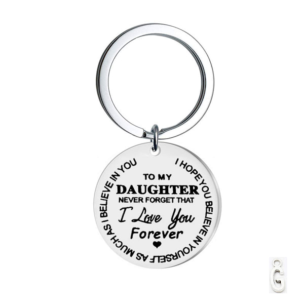 Nyckelring med tag "To my Daughter" (Till min dotter) Rostfritt stål
