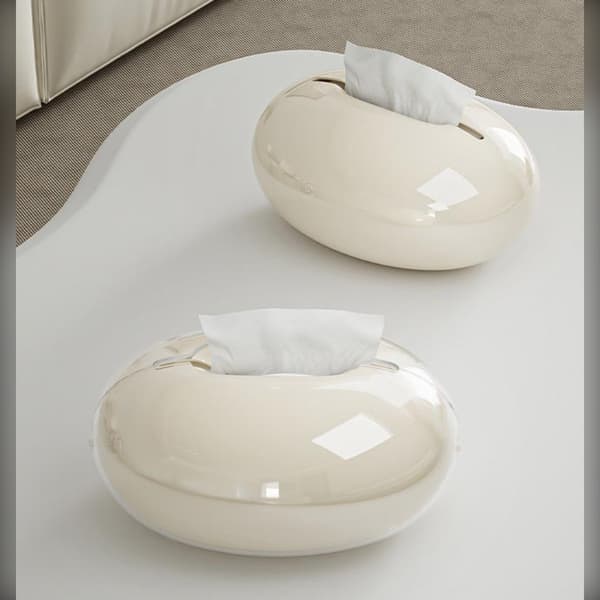 Dubbellagers Magnetisk Vattendroppe Tissue Box - Stilren PET Tissuehållare Beige Beige