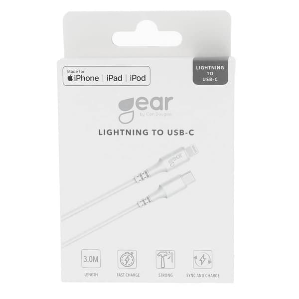 Laddkabel USB-C till Lightning 3m Vit MFI C94