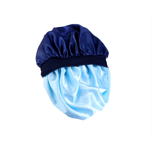 Dubbelt Lager Satin Elastisk Streamer Sovmössa - Marinblå