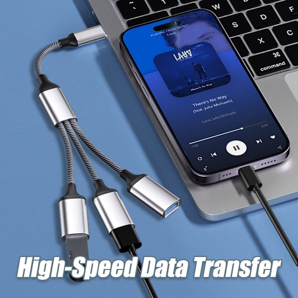 Typ-C till 3-portars USB-hubb splitteradapter Silver Silver