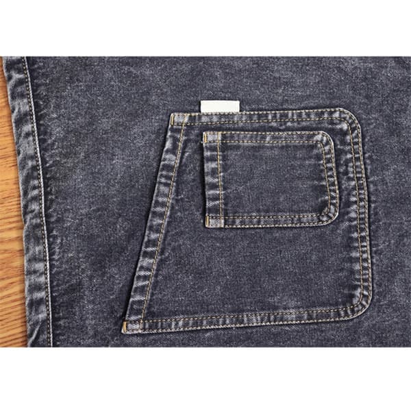 Denim halvt förkläde - kort midjeförkläde för baristor, bagare och konstnärer, fläckresistent och lättskött Black Black