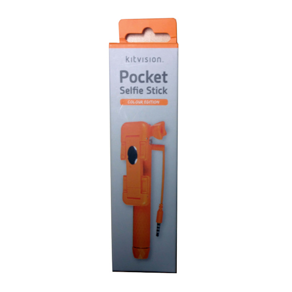 Selfiestick Pocket Trådad Spegelfunktion Orange