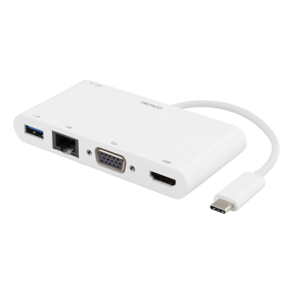 USB-C docking station 100W PD HDMI USB-A Gbit LAN VGA white