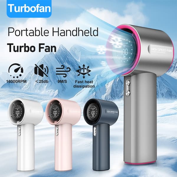 Bærbar højhastigheds vortex-ventilator med 100-trins justering og digitalt display Silver Silver