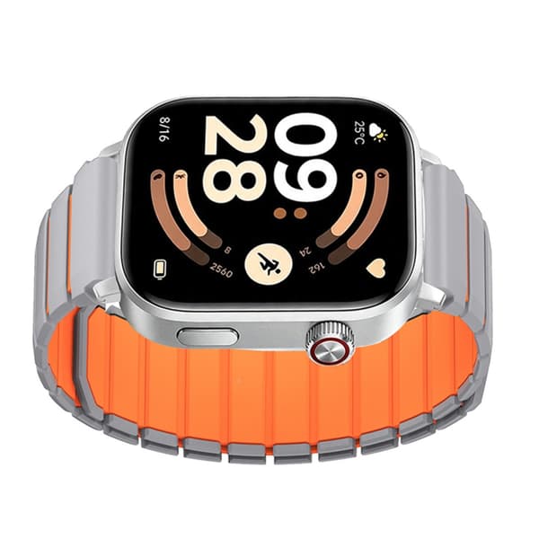 Magnetisk silikoneerstatningsrem kompatibel med Redmi Watch 4/5/6, 22mm interface, åndbart design til hverdagsbrug Grey Orange Grey Orange