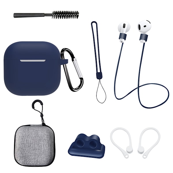 Mårkeblåt 8-delt s®t til AirPods 4. generation