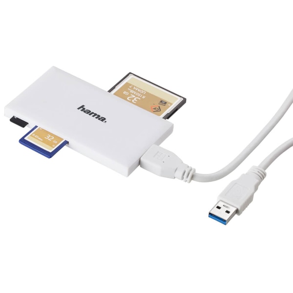 HAMA Kortläsare USB 3.0 Multi SD/Micro/CF/MS Vit