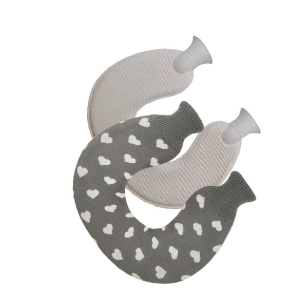 Strikket U-formet varmtvandsflaske med låg Grey Grey