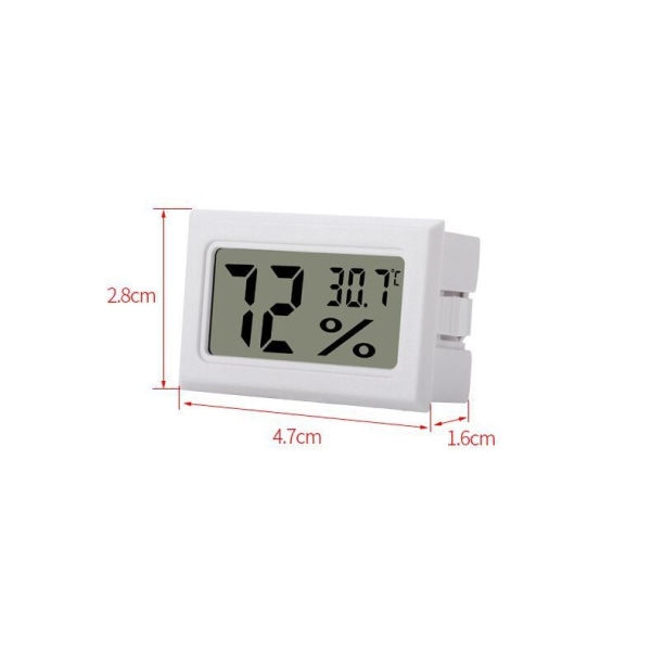 Mini LCD Hygrometer / Termometer Hvid  1-pack