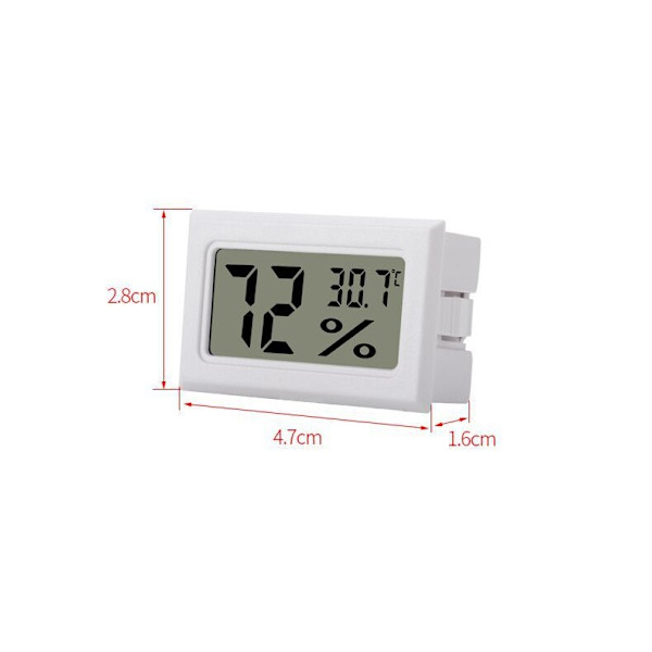 Mini LCD Hygrometer / Termometer Hvid 1-pack