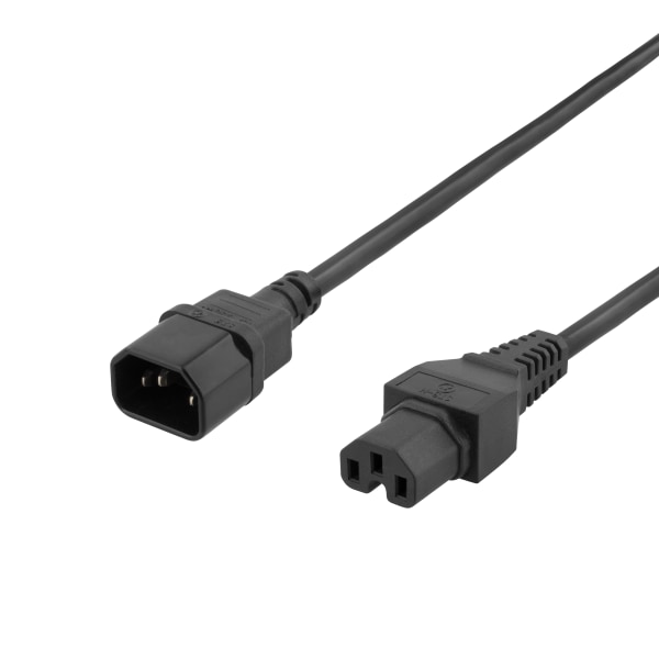 Extension cord IEC C15, IEC C14, 1m, black