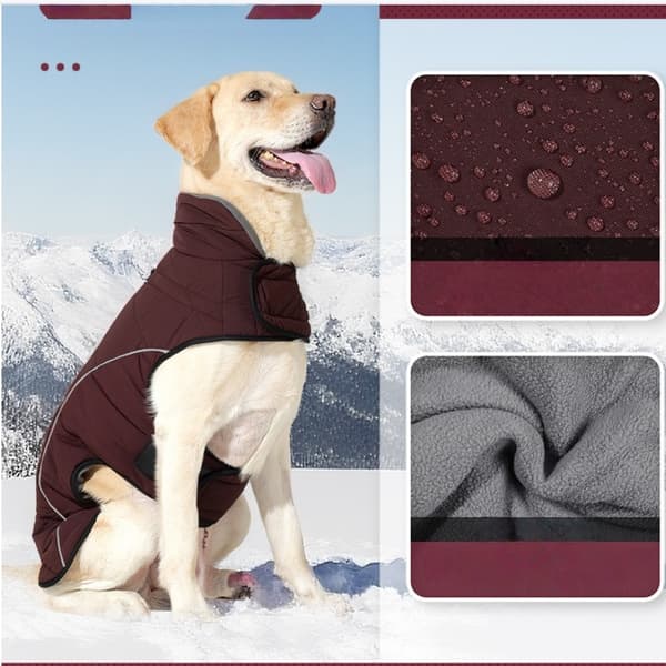 Vintervarm Hundjacka: Isolerad, Vattentät Hundtäcke med Reflexband för Säkerhet DarkRed M DarkRed M