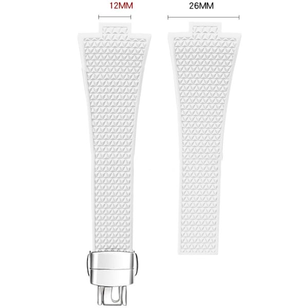 Klockarmband i Silikon med Silverspänne - Vit Vit 12 mm