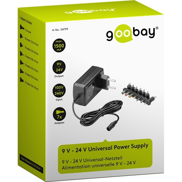 Universal-strømforsyning (9 V - 24 V max. 24 W / 1,5 A)