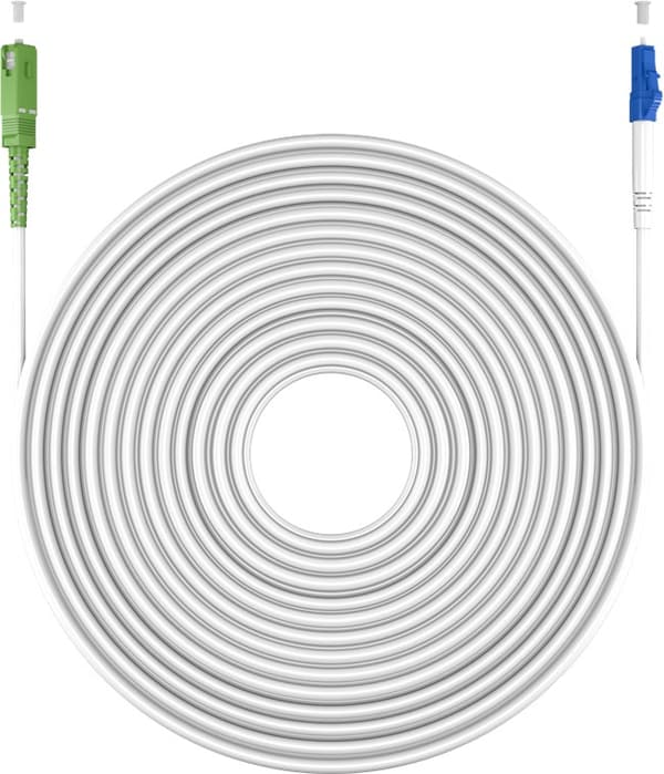 Lyslederkabel (FTTH), Singlemode (OS2) White, hvid (Simplex), 1 m