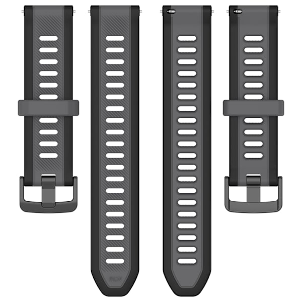 22 mm Klockarmband i Silikon Svart+grå