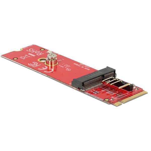 Converter M.2 KeyM male>M.2 Key E slot USB PCIe modules Punainen