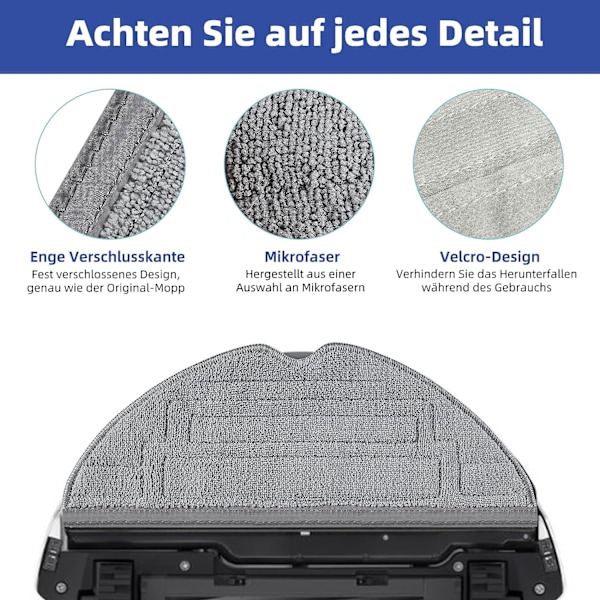 8-pack Dubbelvibration med Conner Mop Pad för Roborock S8/S8+/S8 Plus Grå