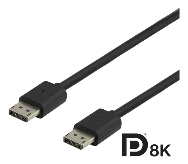 DisplayPort cable, DP 1.4, 7680x4320 at 30Hz, 1m, black