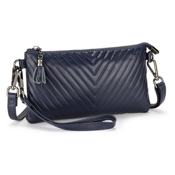 Kvinnors clutchväska i äkta läder, kompakt crossbody-väska Blå