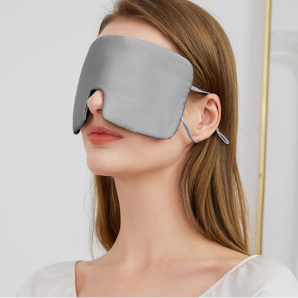 Oversized silke sovemaske til mænd og kvinder Grå