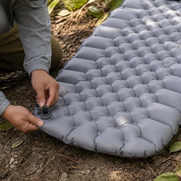 Uppblåsbart campingunderlag i nylon TPU, 193 x 56 x 7 cm Grey Grey