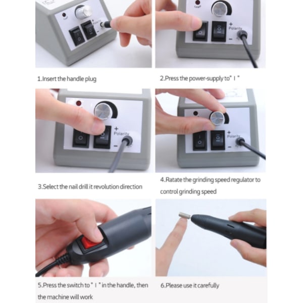 INF Elektrisk neglefil med 12 tilbehørsdele til slibning/polering