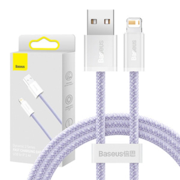 USB-kaapeli Lightning Baseus Dynamic 2 -sarjalle, 2,4 A, 1 m (violetti)