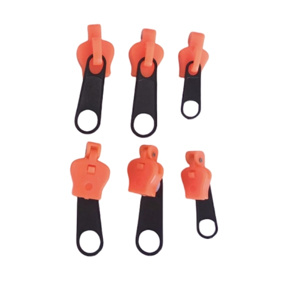 Reparationssats för blixtlås, 6-pack, universell blixtlåsfixare Orange
