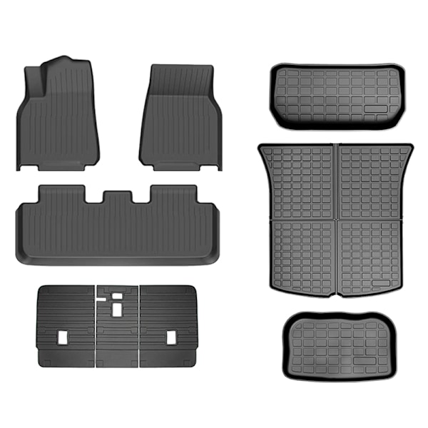 Tesla Model Y TPE Golvmattor Set med Trunk Mats & Ryggstödsdyna