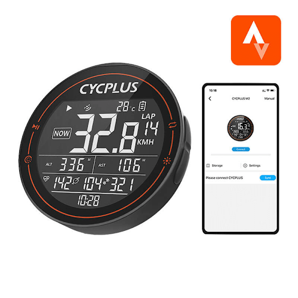 Cycplus M2 cykelcomputer - kompatibel med Strava, Trainingpeaks osv.