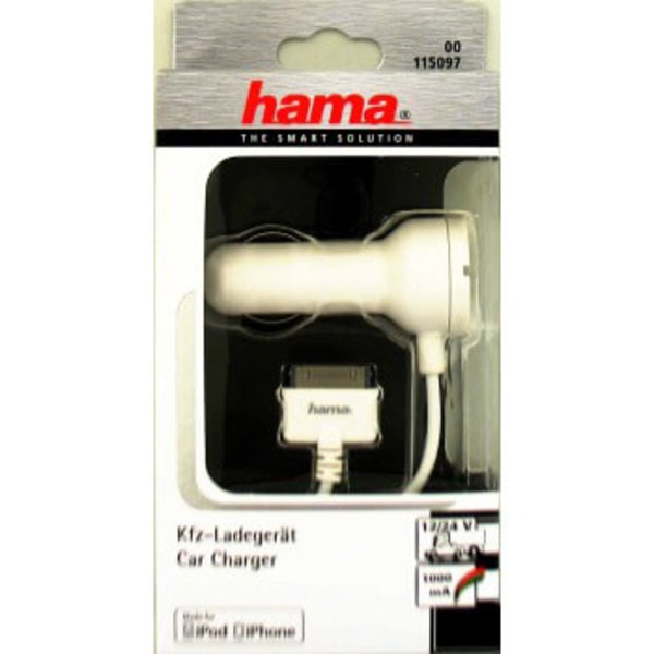 HAMA iPhone3/4 Laddare 12V vit 30pin MFI