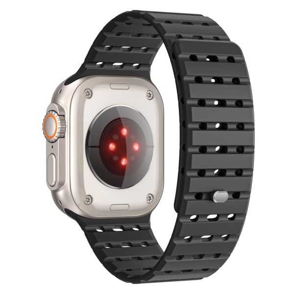 Andningsbar magnetrem för Apple Watch Series 1-9 generationer 42/44/45 mm Svart