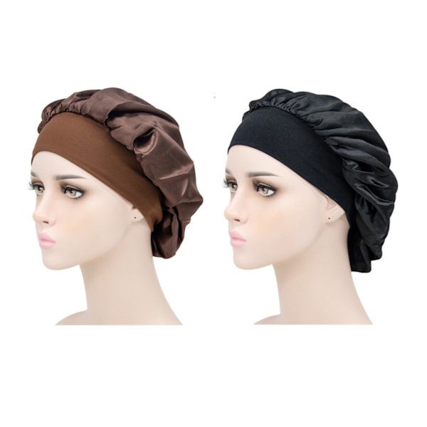 Sovmössa - Skyddar håret när du sover 2-pack Brun+svart