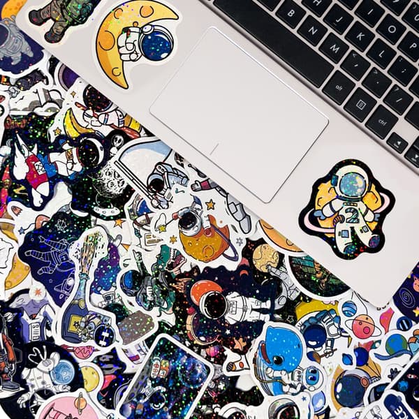 Laser Astronaut Stickers - 100 Unikke Designs