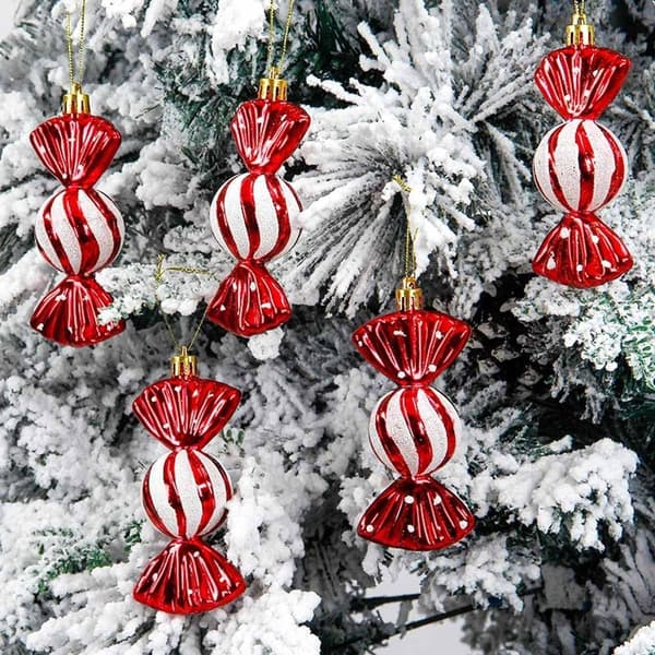 Julepynt Slik Ornamenter - Mini Runde Slik (6-Pak) Red Red
